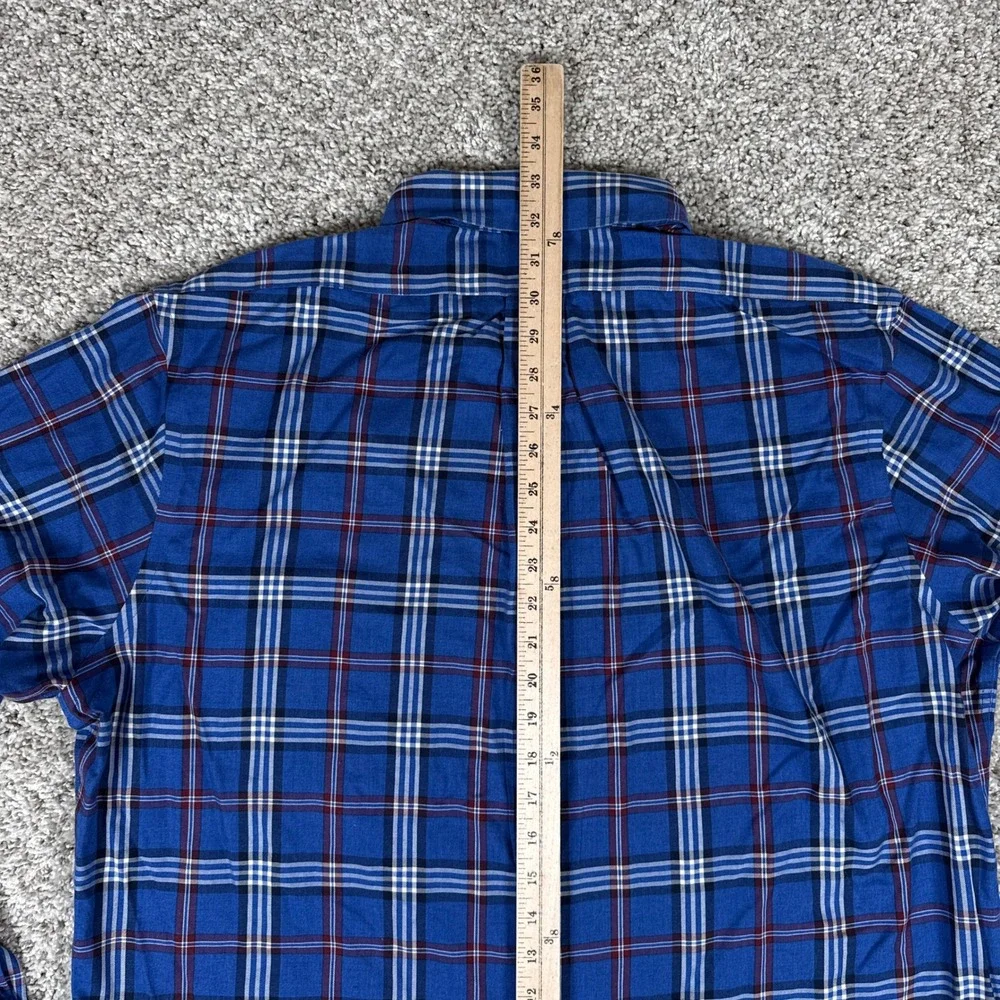 Brooks Brothers Shirt Mens XL Blue Plaid Supima Cotton Non-Iron Regent Preppy - Picture 5 of 7